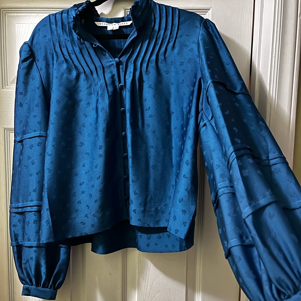 VERONICA BEARD Antonette Peasant Silk Top. NWOT